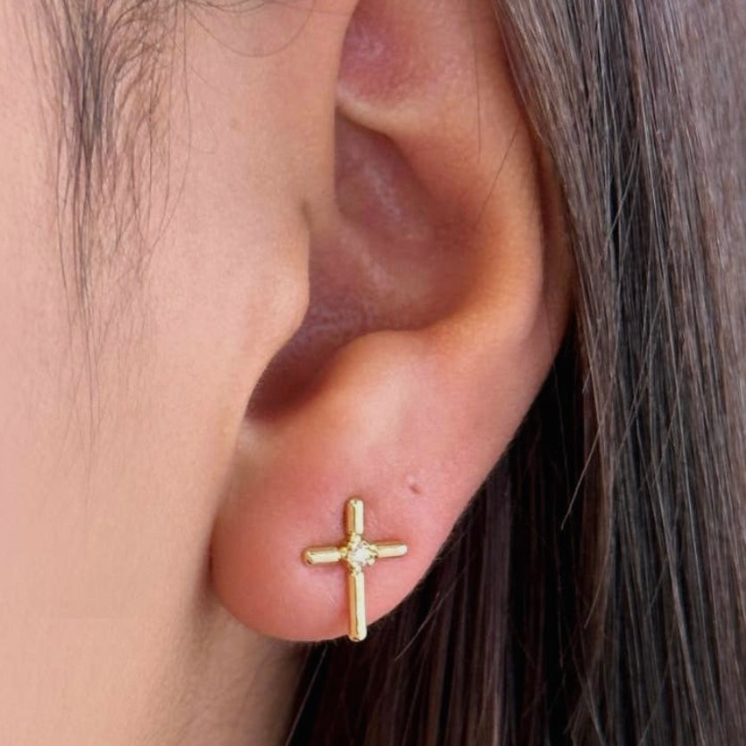 Gold-filled cross studs