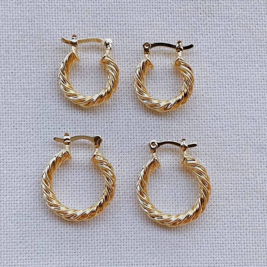 Gold-filled twisted hoops