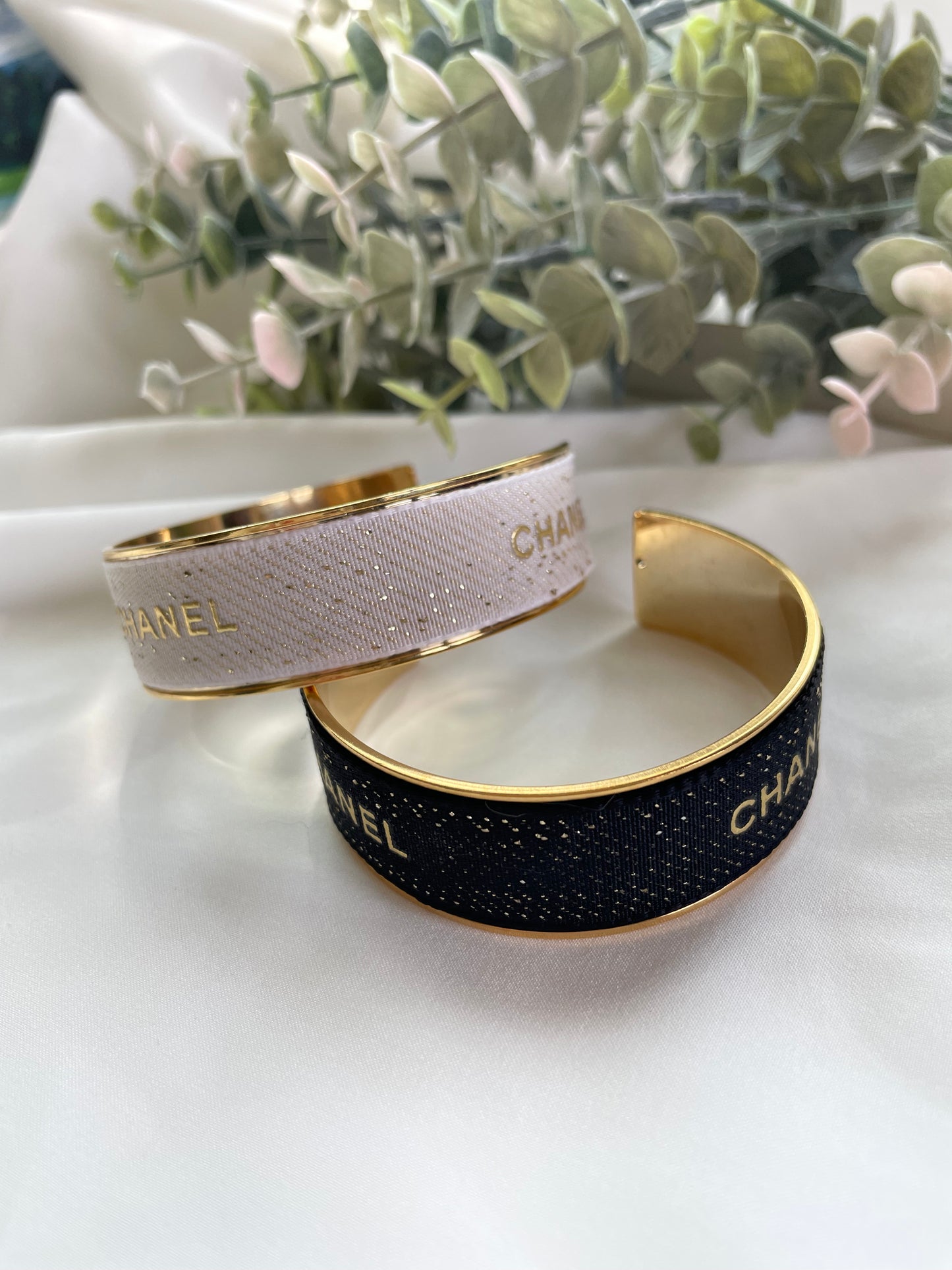 Designer ribbon cuff bracelet