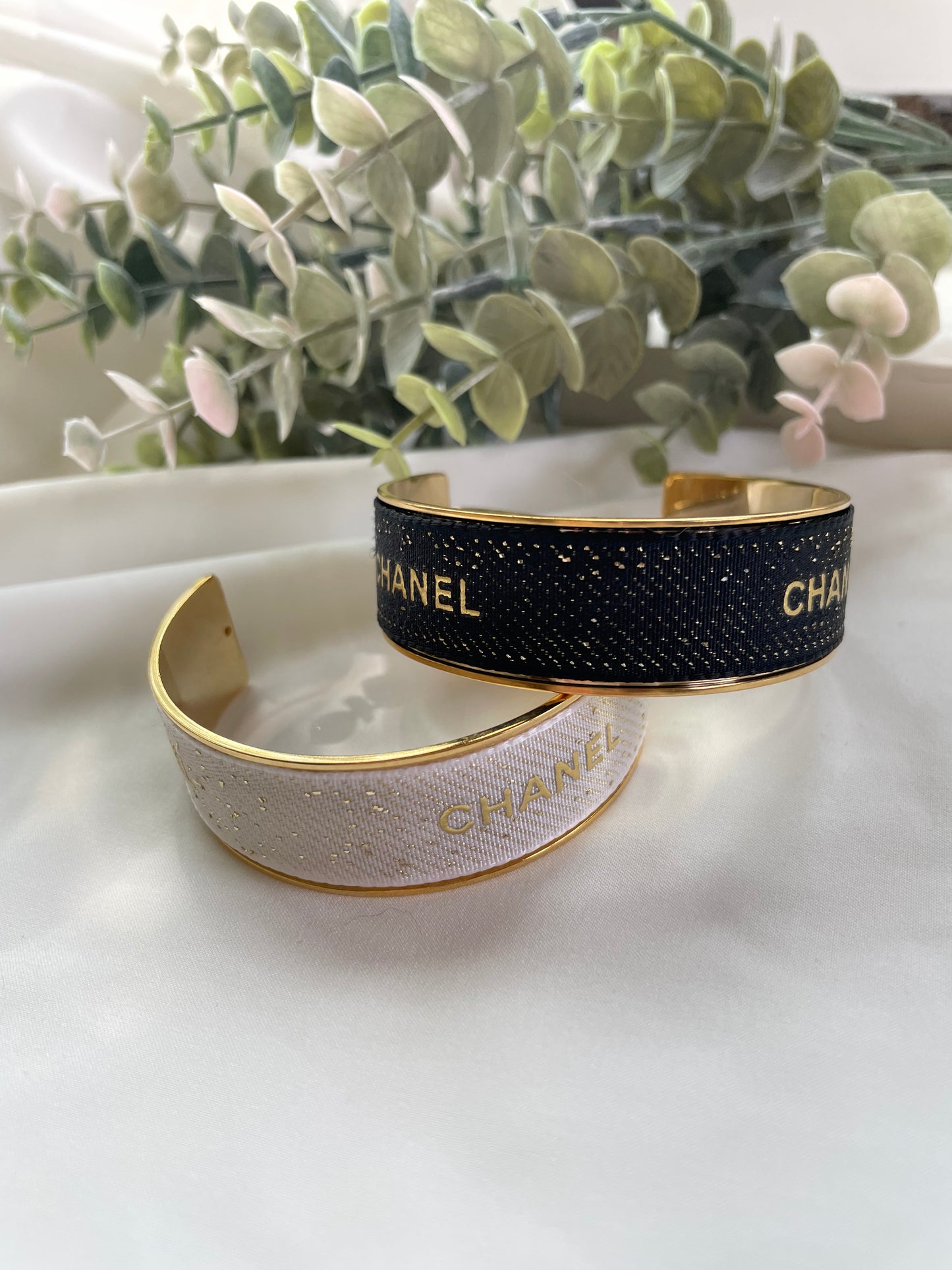 Designer ribbon cuff bracelet