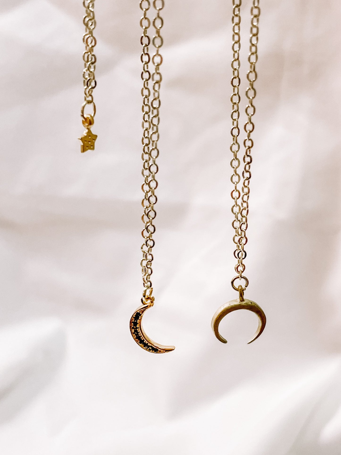 Studded moon charm necklace