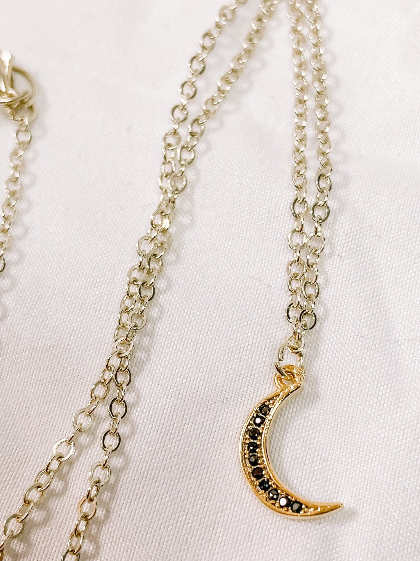 Studded moon charm necklace