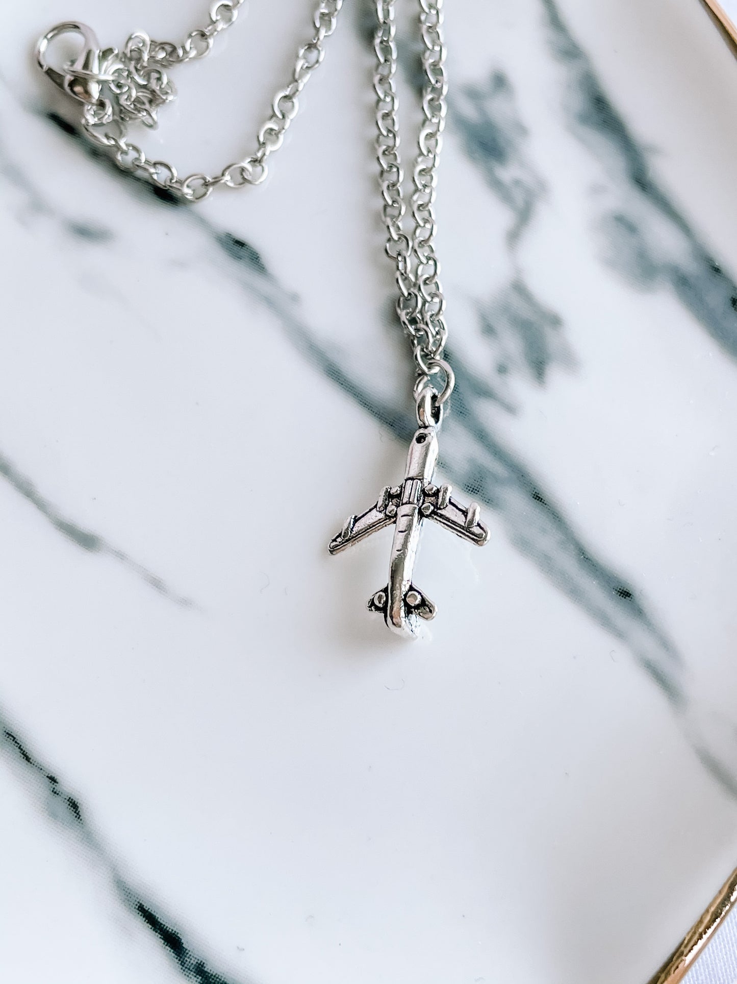 World traveler airplane charm necklace