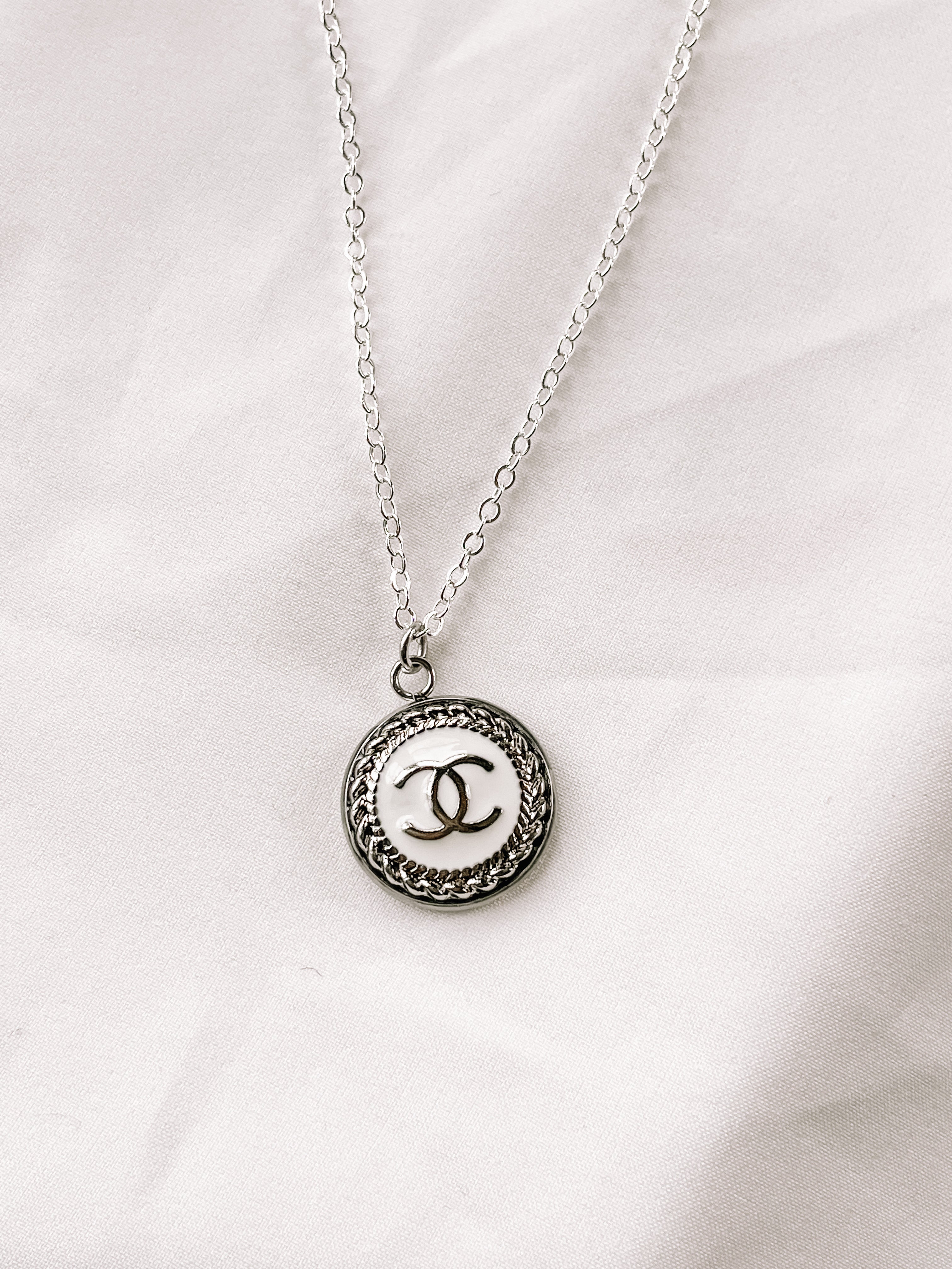 Authenticated Used Chanel necklace pendant CHANEL here mark CC rhinestone  silver white  Walmartcom
