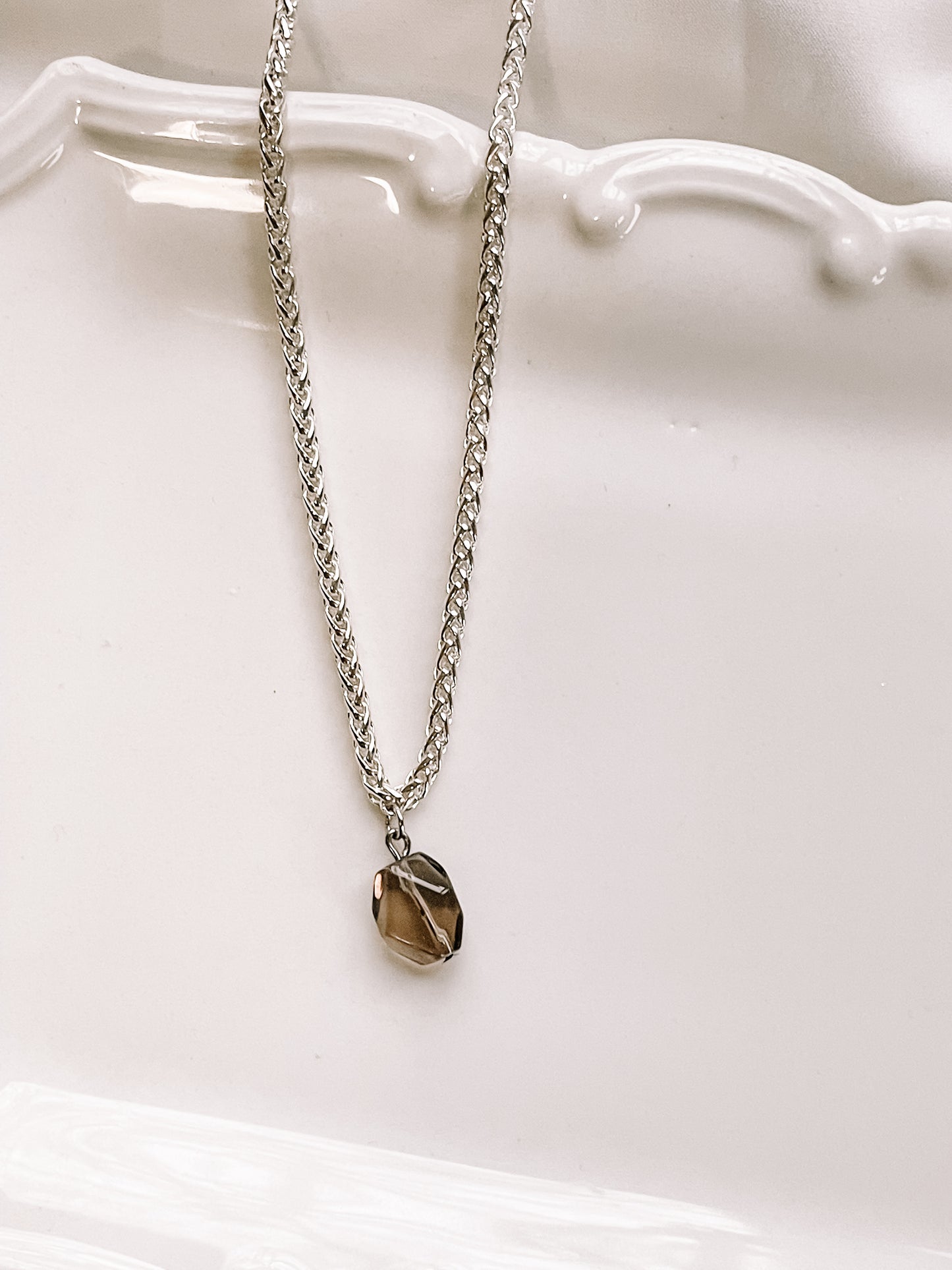 One of a kind smoky quartz pendant necklace