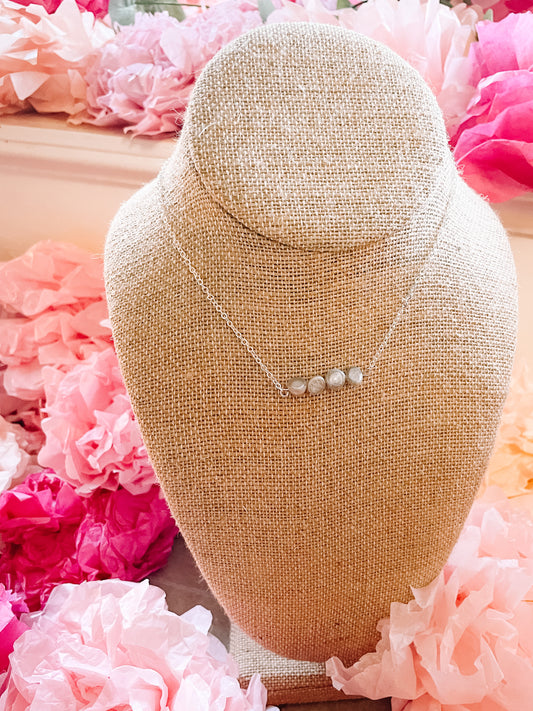 Delicate pearl bar necklace